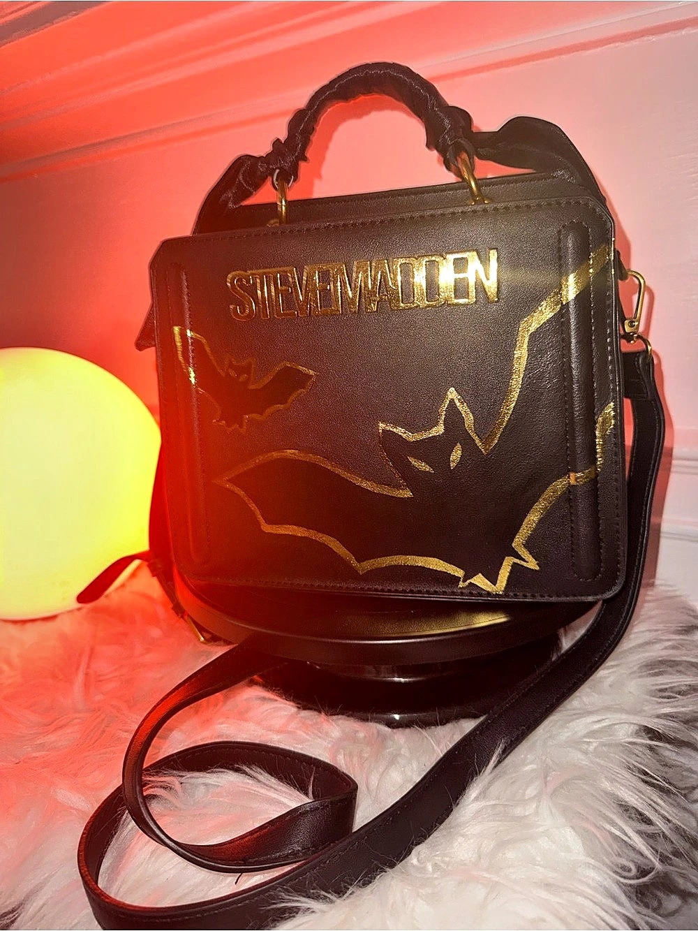 Steve Madden Hand Painted Bat Bevelyn Bag  Crossbody With Gold Leaf Bex Villa